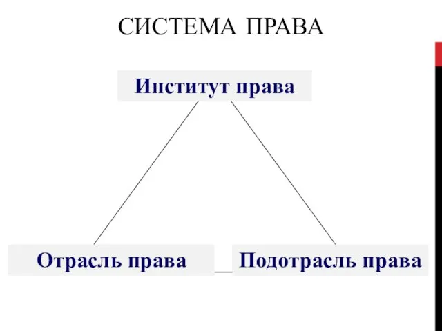 СИСТЕМА ПРАВА Институт права Отрасль права Подотрасль права