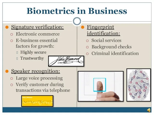 Signature verification: Electronic commerce E-business essential factors for growth: Highly secure