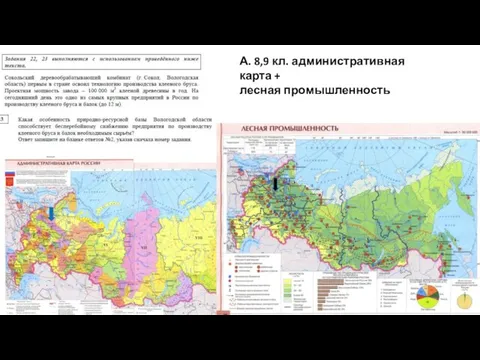 А. 8,9 кл. административная карта + лесная промышленность