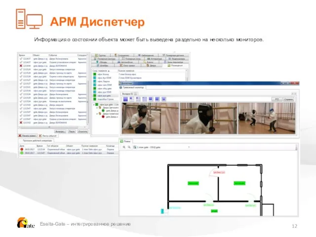 Информация о состоянии объекта может быть выведена раздельно на несколько мониторов.