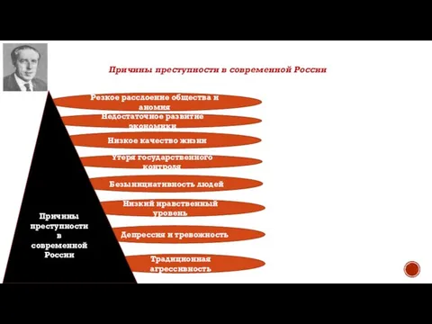 Причины преступности в современной России Резкое расслоение общества и аномия Недостаточное