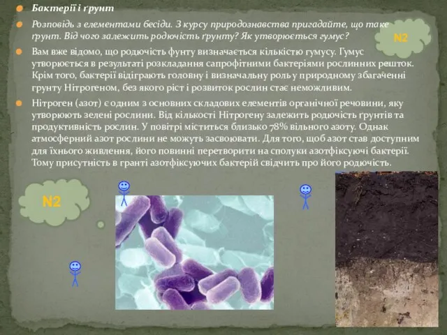 N2 Бактерії і ґрунт Розповідь з елементами бесіди. З курсу природознавства