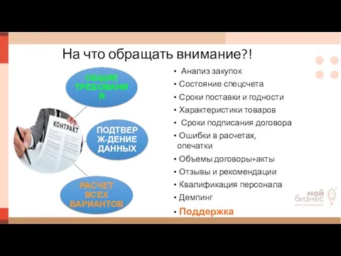 Анализ закупок Состояние спецсчета Сроки поставки и годности Характеристики товаров Сроки