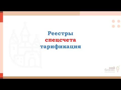 Реестры спецсчета тарификация