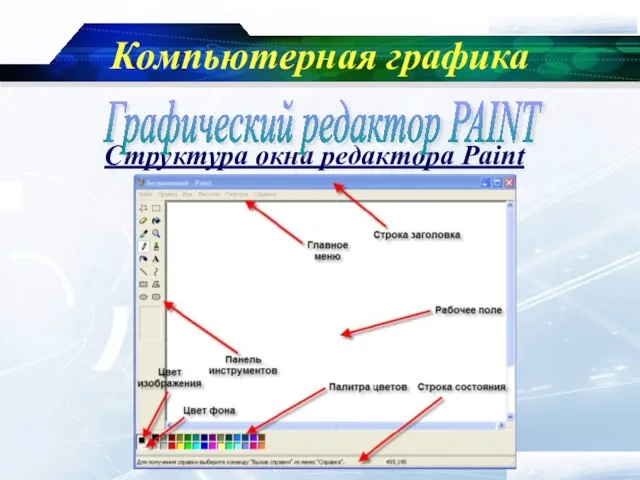 www.themegallery.com Company Logo Компьютерная графика Структура окна редактора Paint Графический редактор PAINT