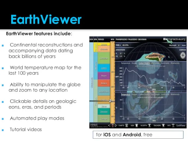 EarthViewer EarthViewer features include: Continental reconstructions and accompanying data dating back