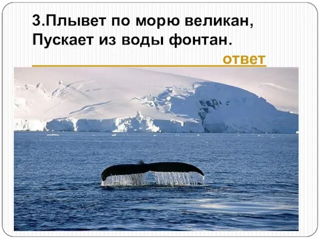 3.Плывет по морю великан, Пускает из воды фонтан. ответ