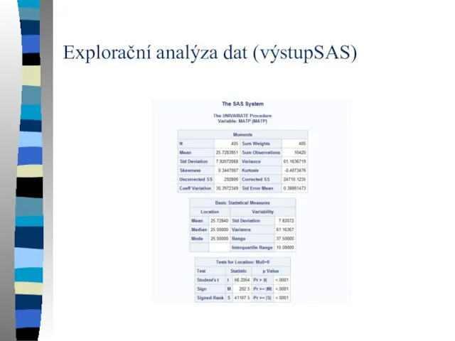 Explorační analýza dat (výstupSAS)