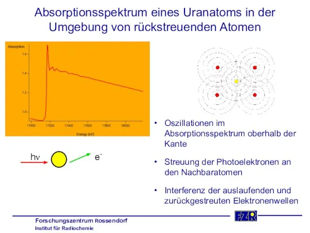 Absorptionsspektrum eines Uranatoms in der Umgebung von rückstreuenden Atomen Oszillationen im