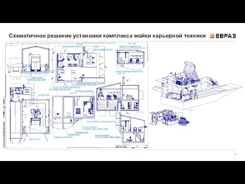 Схематичное решение установки комплекса мойки карьерной техники