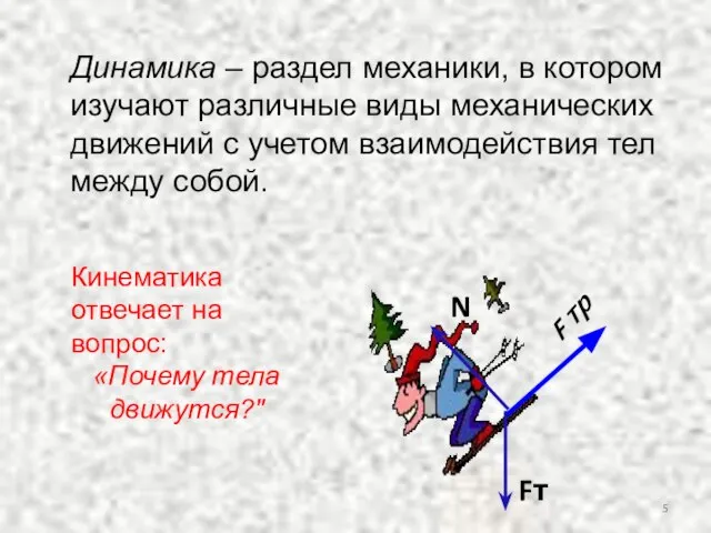 Динамика – раздел механики, в котором изучают различные виды механических движений