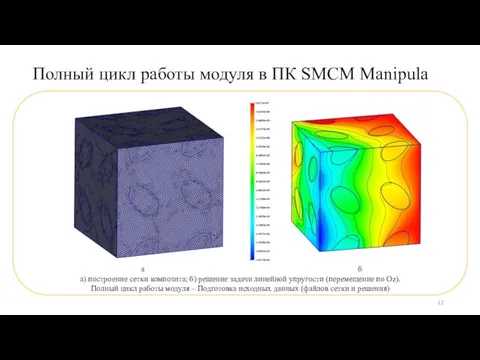 Полный цикл работы модуля в ПК SMCM Manipula а) построение сетки