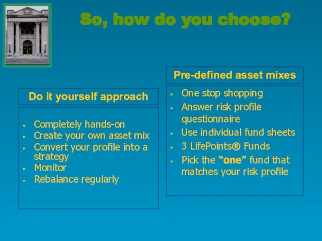 So, how do you choose? Completely hands-on Create your own asset