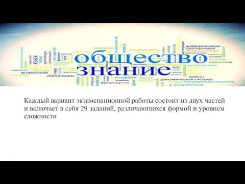 Каждый вариант экзаменационной работы состоит из двух частей и включает в