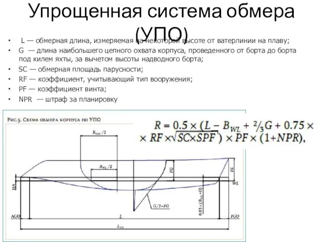 Упрощенная система обмера (УПО) L — обмерная длина, измеряемая на некоторой