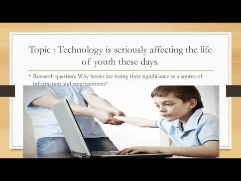 Topic : Technology is seriously affecting the life of youth these