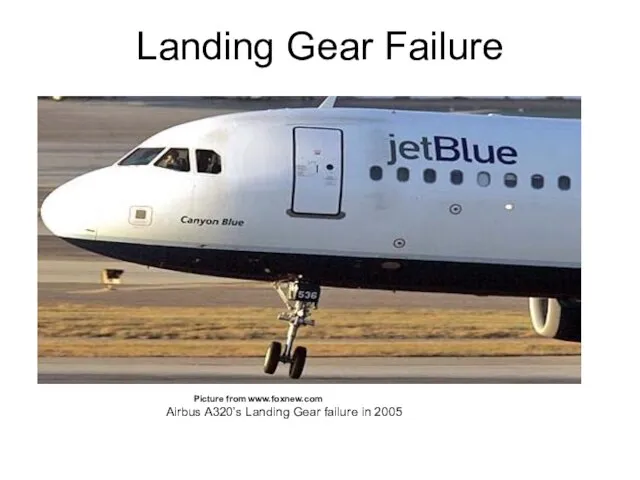 Landing Gear Failure Picture from www.foxnew.com Airbus A320’s Landing Gear failure in 2005