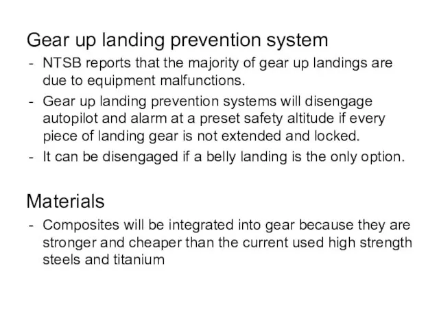 Gear up landing prevention system NTSB reports that the majority of