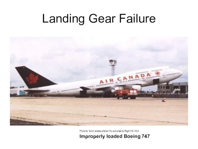 Landing Gear Failure Picture from www.allstar.fiu.edu/aero/flight14.htm Improperly loaded Boeing 747