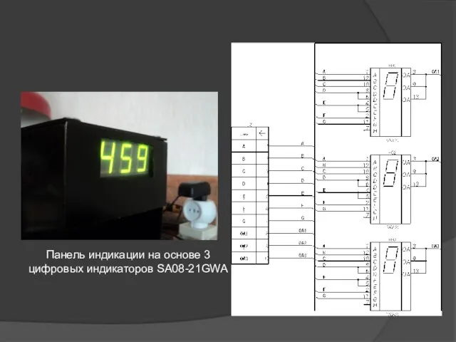 Панель индикации на основе 3 цифровых индикаторов SA08-21GWA