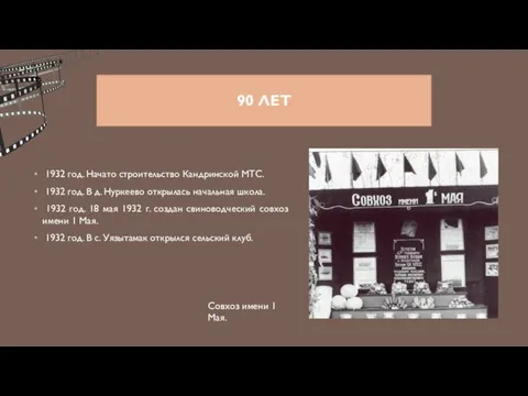 90 ЛЕТ 1932 год. Начато строительство Кандринской МТС. 1932 год. В