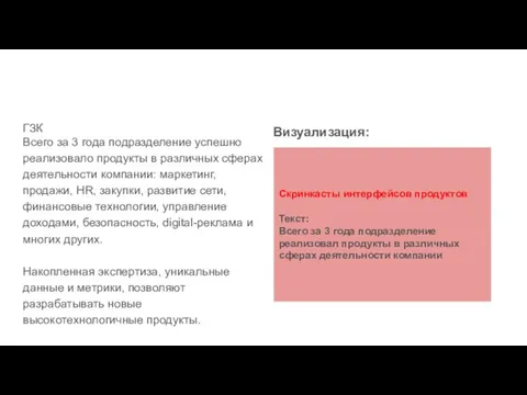 ГЗК Всего за 3 года подразделение успешно реализовало продукты в различных