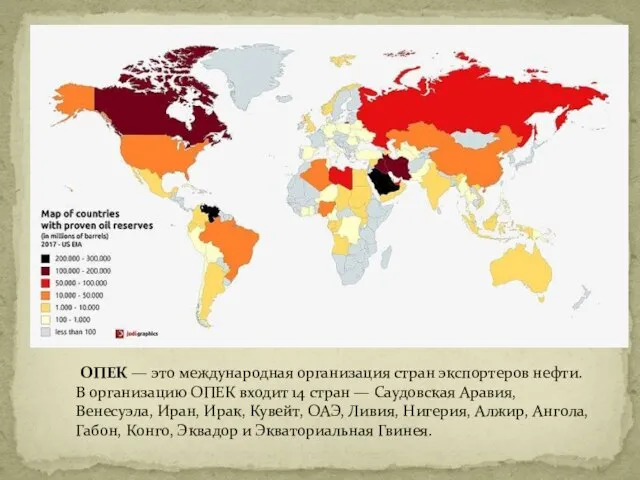 ОПЕК — это международная организация стран экспортеров нефти. В организацию ОПЕК