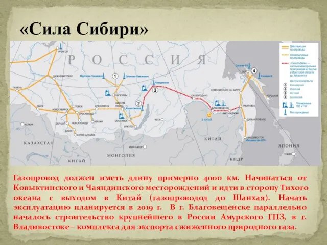 «Сила Сибири» Газопровод должен иметь длину примерно 4000 км. Начинаться от