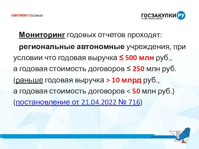 Мониторинг годовых отчетов проходят: региональные автономные учреждения, при условии что годовая