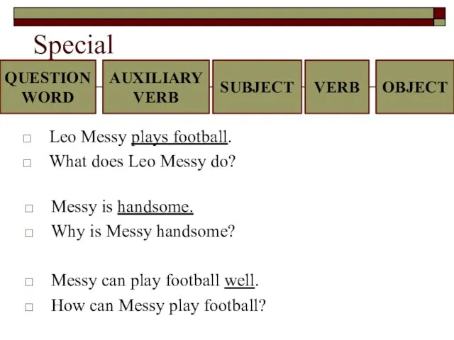 Special Leo Messy plays football. What does Leo Messy do? Messy