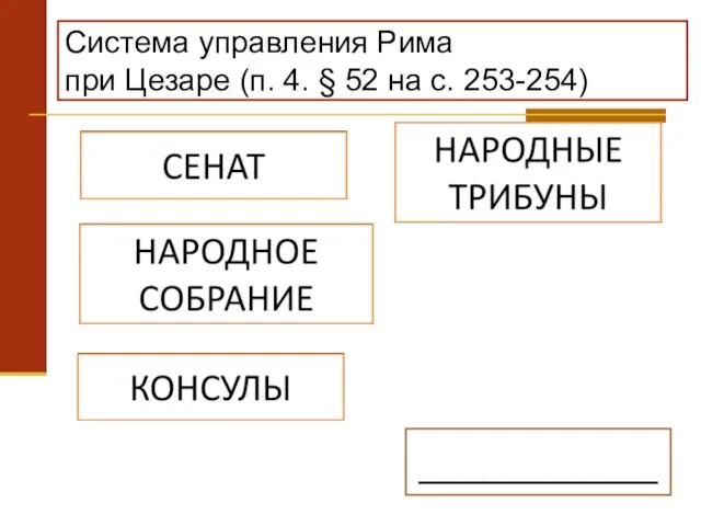 Система управления Рима при Цезаре (п. 4. § 52 на с. 253-254) ___________