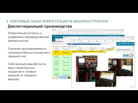 Диспетчеризация производства Собственный разработки на базе отечественных продуктов и топовые решения