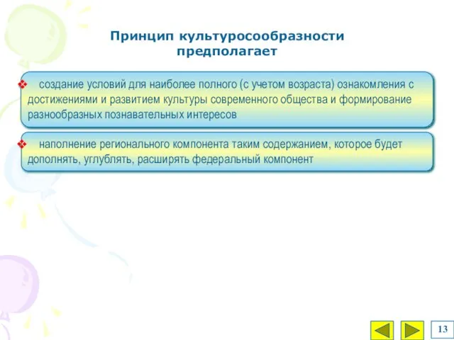 создание условий для наиболее полного (с учетом возраста) ознакомления с достижениями