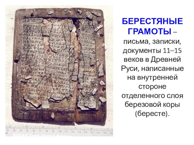 БЕРЕСТЯНЫЕ ГРАМОТЫ – письма, записки, документы 11–15 веков в Древней Руси,