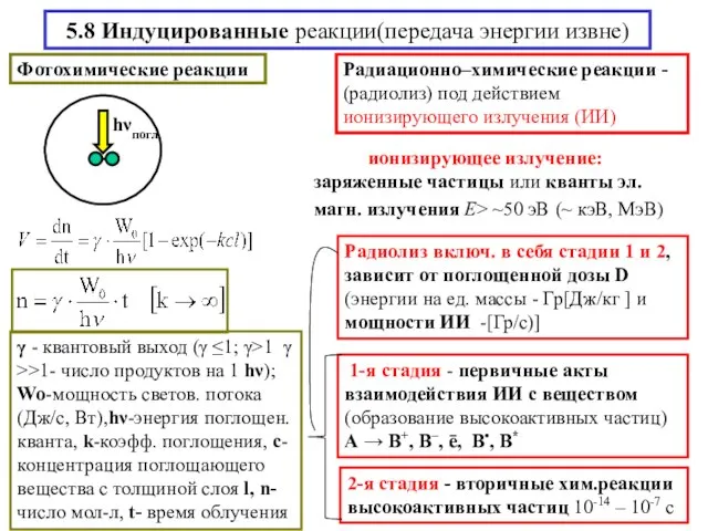 5.8 Индуцированные реакции(передача энергии извне)