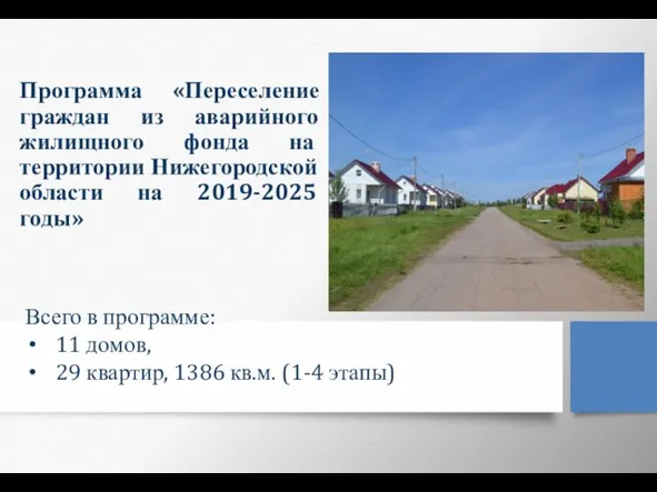 Программа «Переселение граждан из аварийного жилищного фонда на территории Нижегородской области