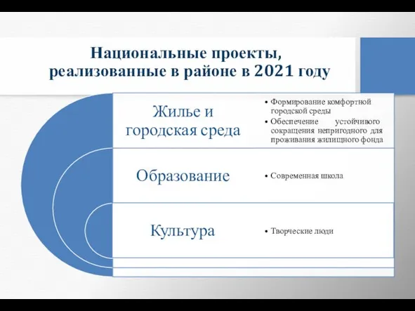 Национальные проекты, реализованные в районе в 2021 году