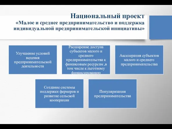 Национальный проект «Малое и среднее предпринимательство и поддержка индивидуальной предпринимательской инициативы»