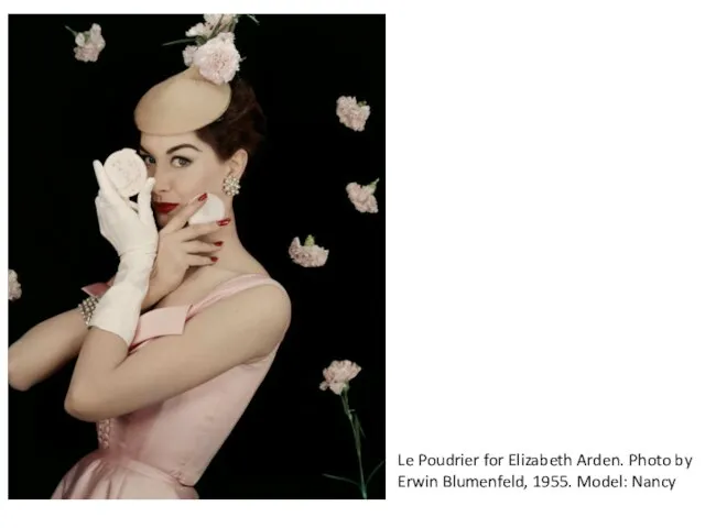 Le Poudrier for Elizabeth Arden. Photo by Erwin Blumenfeld, 1955. Model: Nancy