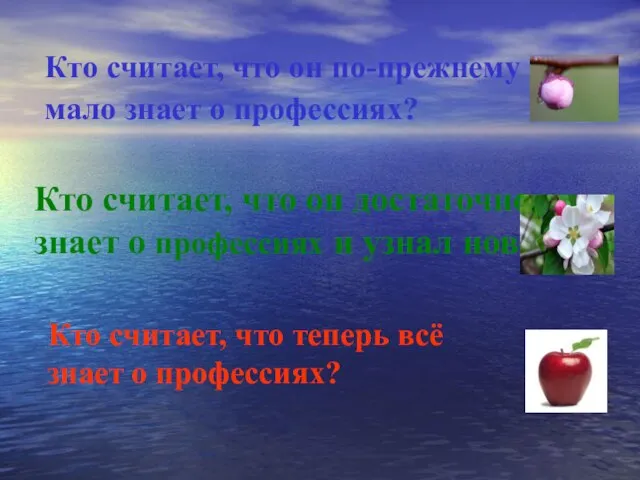 Кто считает, что он по-прежнему мало знает о профессиях? Кто считает,