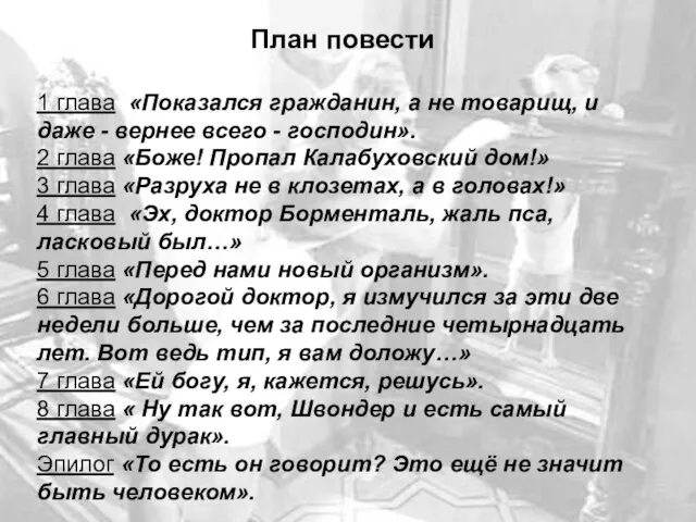 План повести 1 глава «Показался гражданин, а не товарищ, и даже