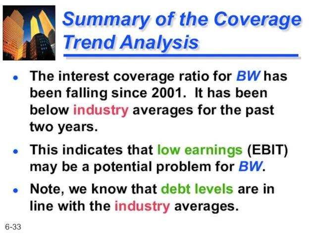 Summary of the Coverage Trend Analysis This indicates that low earnings