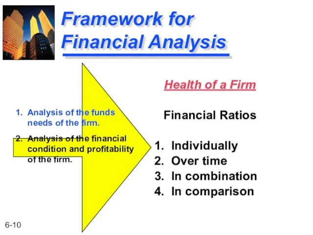 Framework for Financial Analysis Health of a Firm Financial Ratios 1.