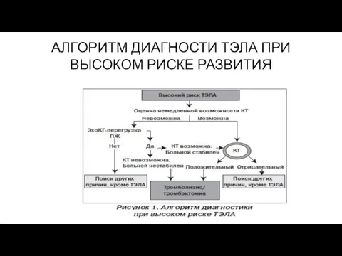 АЛГОРИТМ ДИАГНОСТИ ТЭЛА ПРИ ВЫСОКОМ РИСКЕ РАЗВИТИЯ