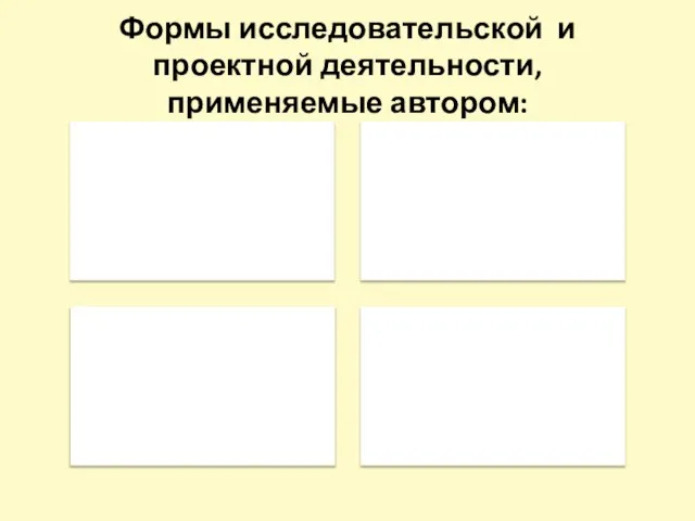 Формы исследовательской и проектной деятельности, применяемые автором: