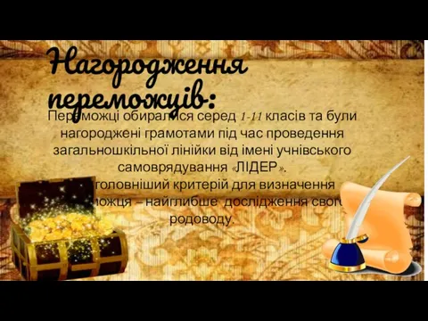 Нагородження переможців: Переможці обиралися серед 1-11 класів та були нагороджені грамотами