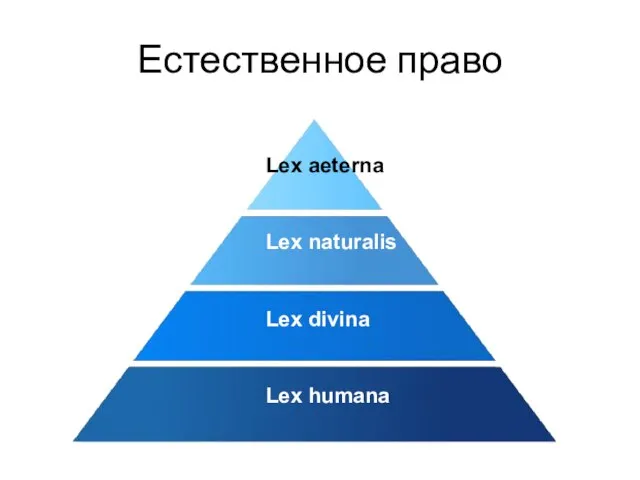 Естественное право Lex aeterna Lex naturalis Lex divina Lex humana