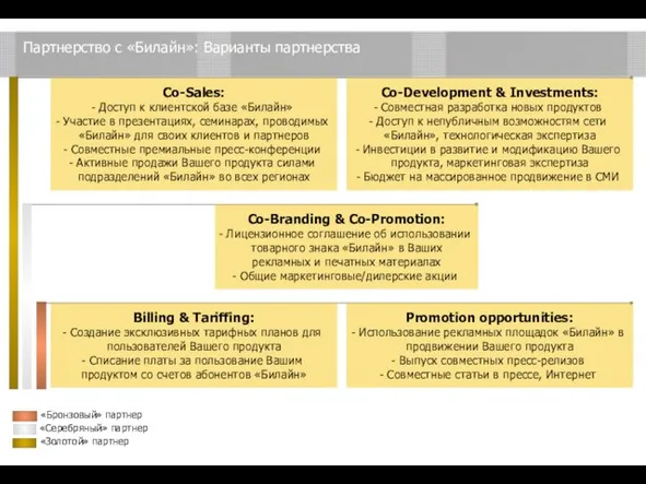 Партнерство с «Билайн»: Варианты партнерства