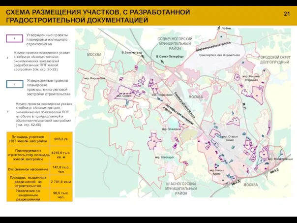 СХЕМА РАЗМЕЩЕНИЯ УЧАСТКОВ, С РАЗРАБОТАННОЙ ГРАДОСТРОИТЕЛЬНОЙ ДОКУМЕНТАЦИЕЙ Номер проекта планировки указан