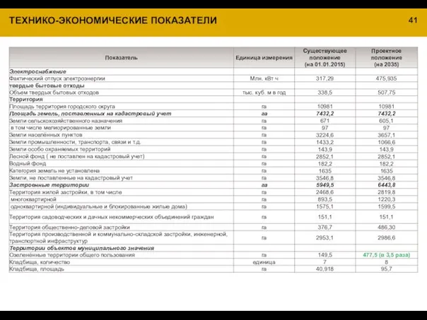 ТЕХНИКО-ЭКОНОМИЧЕСКИЕ ПОКАЗАТЕЛИ 41